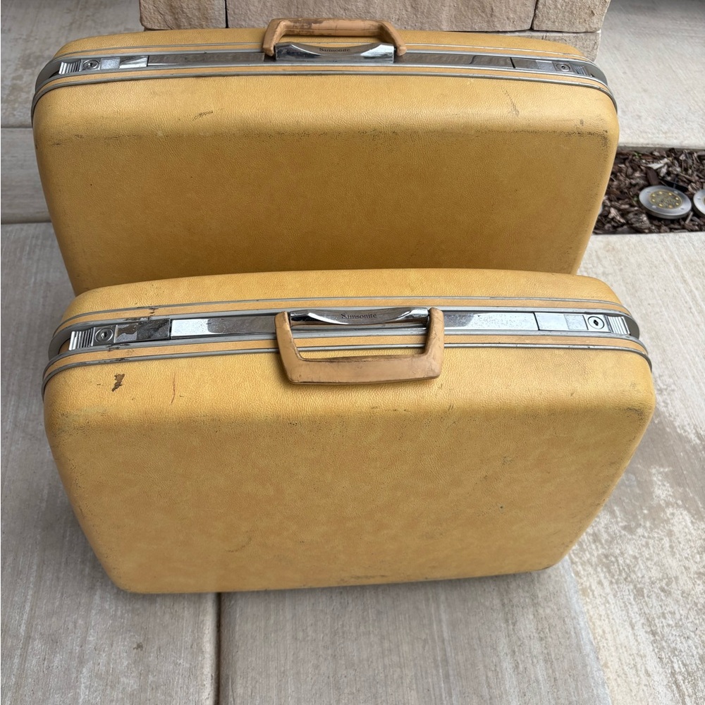 Vintage Samsonite 2 Piece Luggage Set Yellow